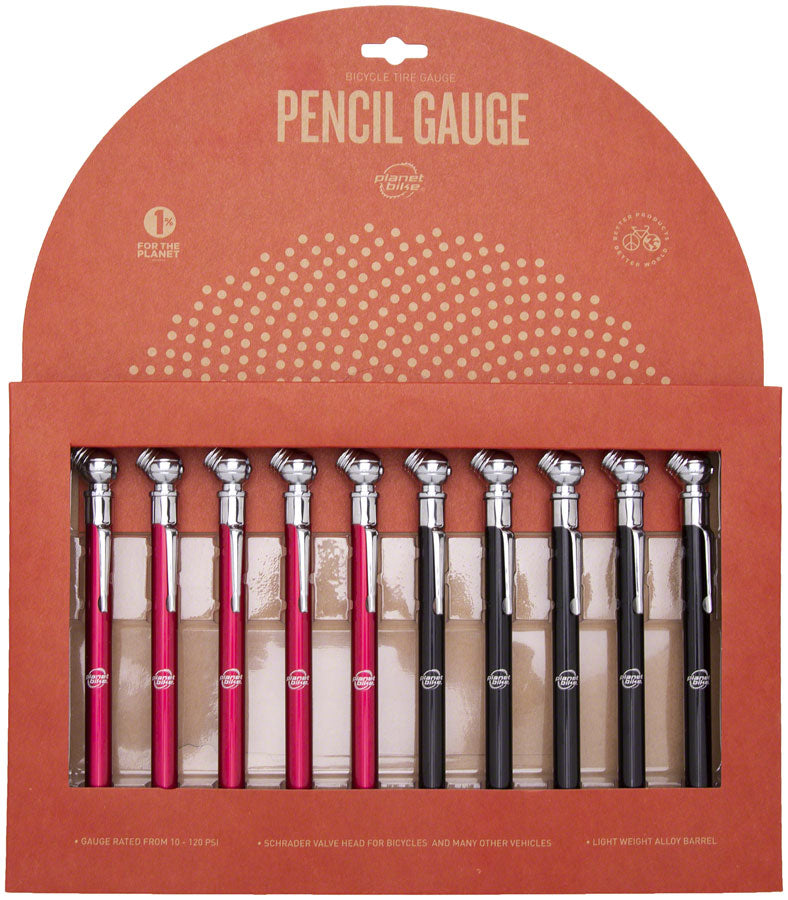 Planet Bike Pencil Gauge: Schrader Head, Card of 10 units