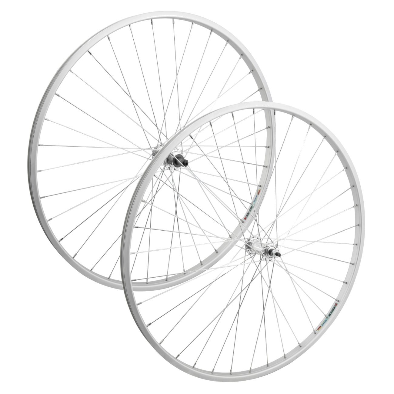27in Alloy Bicycle Wheel Bundle Front & Rear Quick Release, Clincher Rims, 36H Spokes, Silver