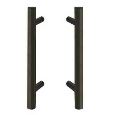 Rockwood RM3301-BTB MegaTek Straight Door Pulls FBPC, [2] Post 60" CTC-72" O.A. Length, Square Ends, Back To Back Mounting, Flat Black Powder Coated