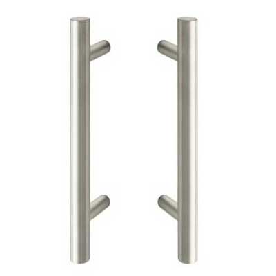 Rockwood RM3301-BTB-36 OA-24 CTC-5HD-US32D MegaTek [2] Straight Door Pulls, 24" CTC, 36" O.A. Length, Square Ends, BTB Mounting, 5HD Fasteners, Satin Stainless Steel