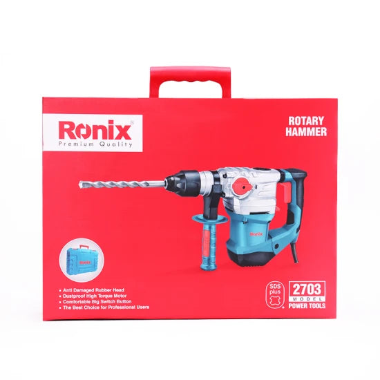 Ronix 2703 Rotary Hammer Delivers Powerful Impact Energy Complete Heavy Duty Projects on Concrete Metal Power Hammer