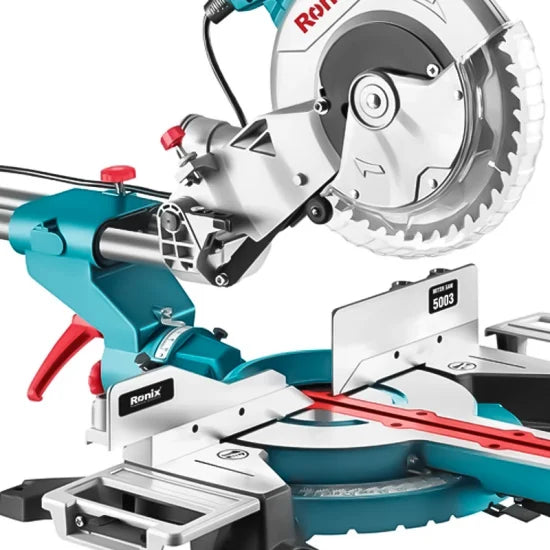 Ronix 5003 Sliding Rail Miter Saw 1800W Portable Wood Steel Metal Square Tube Electric Dual Bevel Sliding Miter Saw