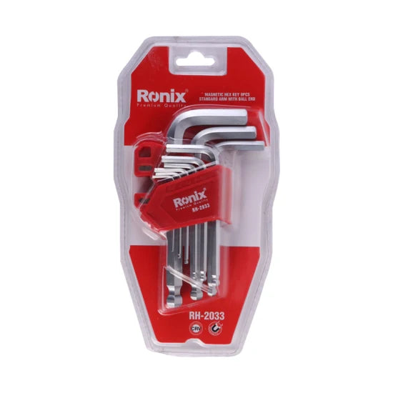 Ronix Hand Tools Rh-2033 CRV Material 9PCS High Torque with Ball End Magnetic Hex Key