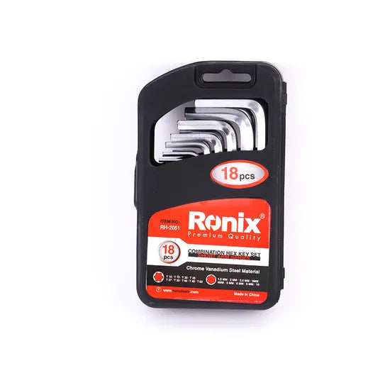 Ronix High Quality Model Rh-2051 18PCS Cr-V Hex & Key Set