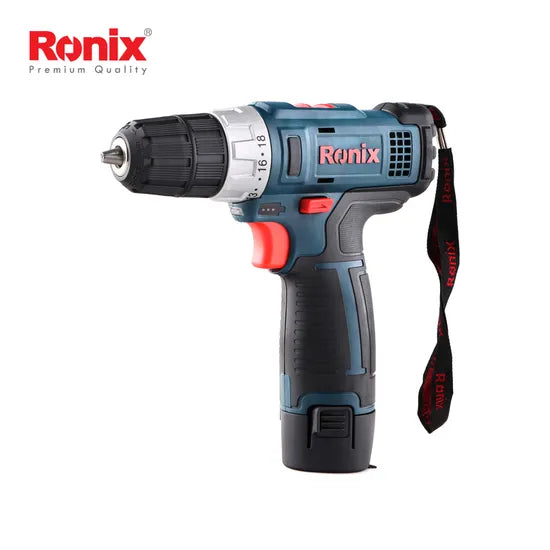 Ronix Hot Sale Model 8612c 12V 1.5ah 2-Speed 10mm Portable Cordless Driver Drill