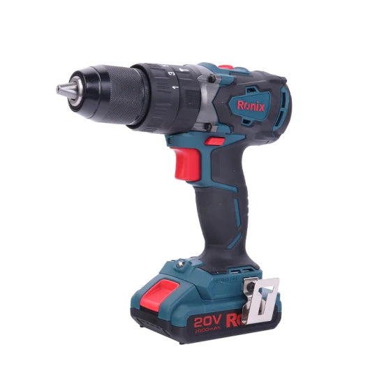 Ronix Model 8905K New Design 13mm 20V 2A 2batteries Power Tool Cordless Brushless Rotary Electric Power Hammer Drill Kit