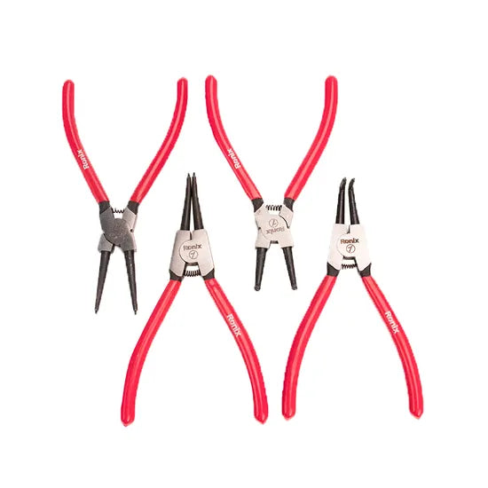 Ronix Model Rh-1700 7" 4PCS CRV Hand Tool Internal External Mini Long Nose Pliers Multi Purpose Circlip Pliers