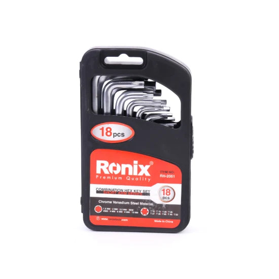 Ronix Model Rh-2051 Hand Tools 18PCS Short Allen Wrench Handle Folding Hex Torx Key Set