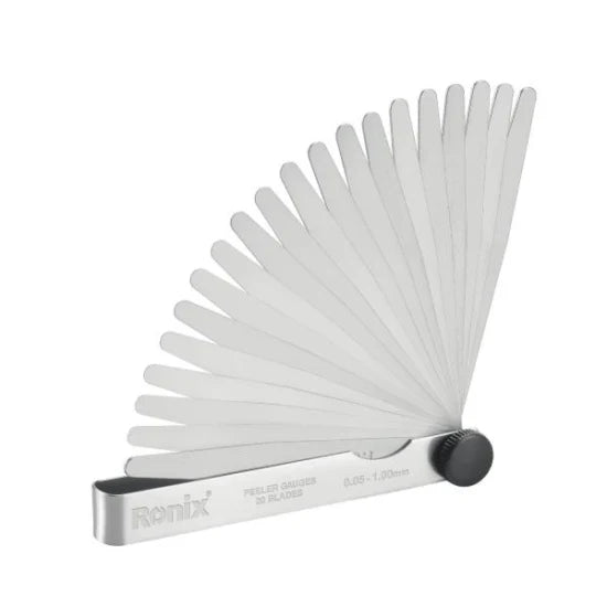 Ronix Rh-2698 Feeler Gauge 20 PCS High Precision 0.05-1.00mm Feeler Gages 20 Blades Gap Gauge Flexible Taper Gauge