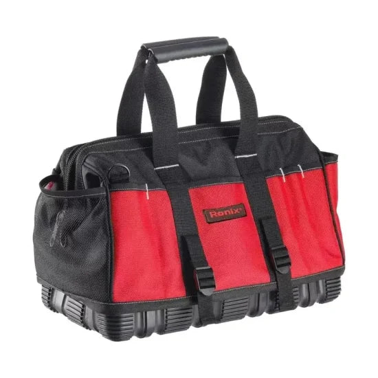Ronix Rh-9141 Tool Bag with 14 Compartments 16 Inch Heavy Duty Waterproof Gate Mouth Large Compartment Electrician Tool Bag Waist Tool Belt Bag