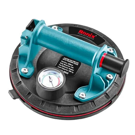 Ronix Rh-9933 Vacuum Suckers Double Rubber with Press Gage Plastic Double Cup Rubber Sucker Vacuum Glass Suction Lifter