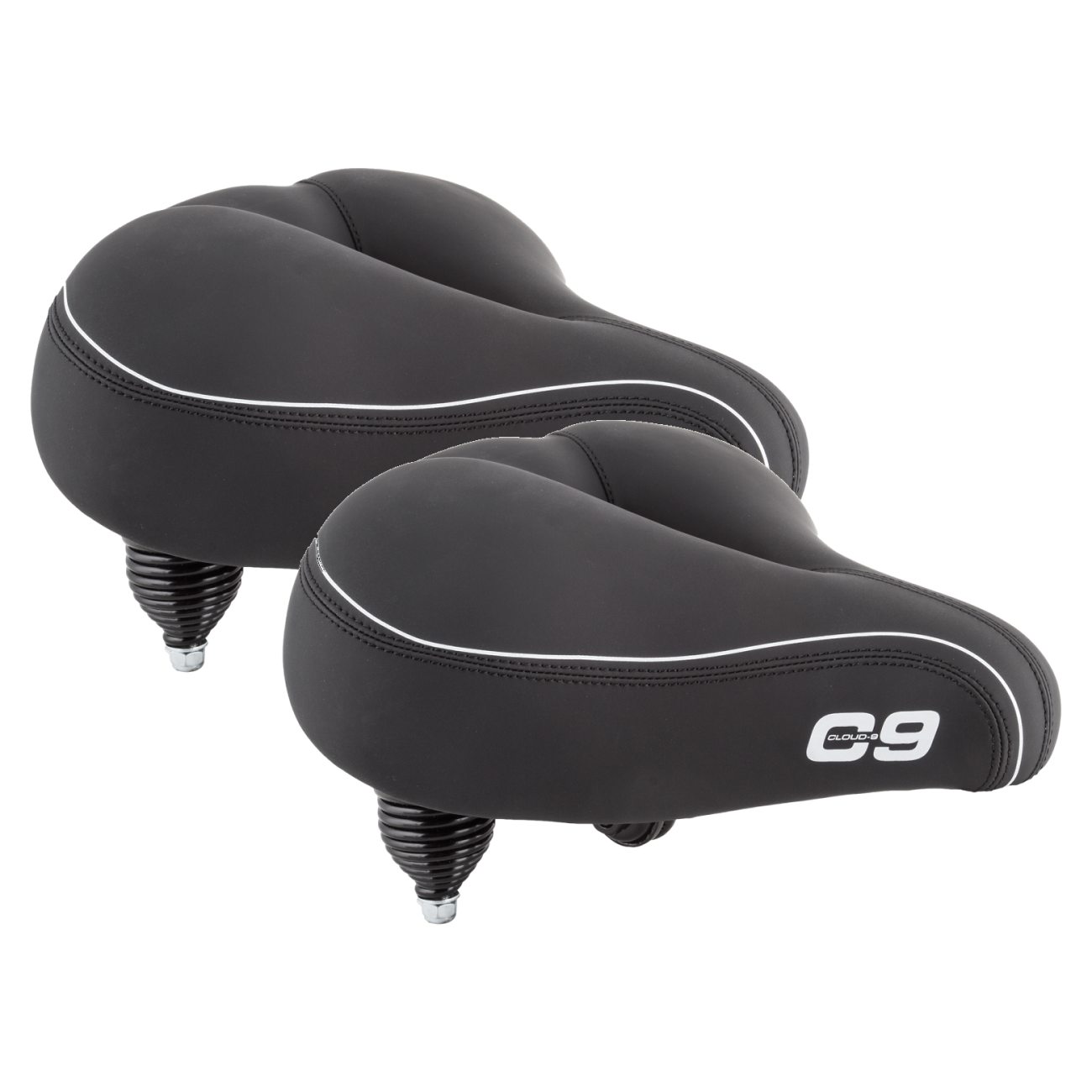 Bike Saddle Cloud-9 Unisex Cruiser Comfort Bicycle Seats with Airflow Relief Channel & Coil Spring Suspension (Set of 2)