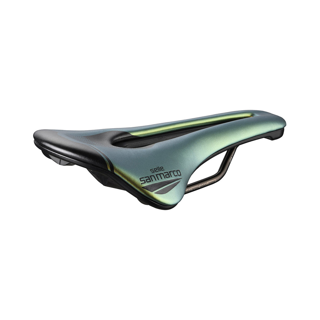 Bike Saddle Selle San Marco Shortfit 2.0, Open-Fit Racing, Narrow, Iridescent Gold