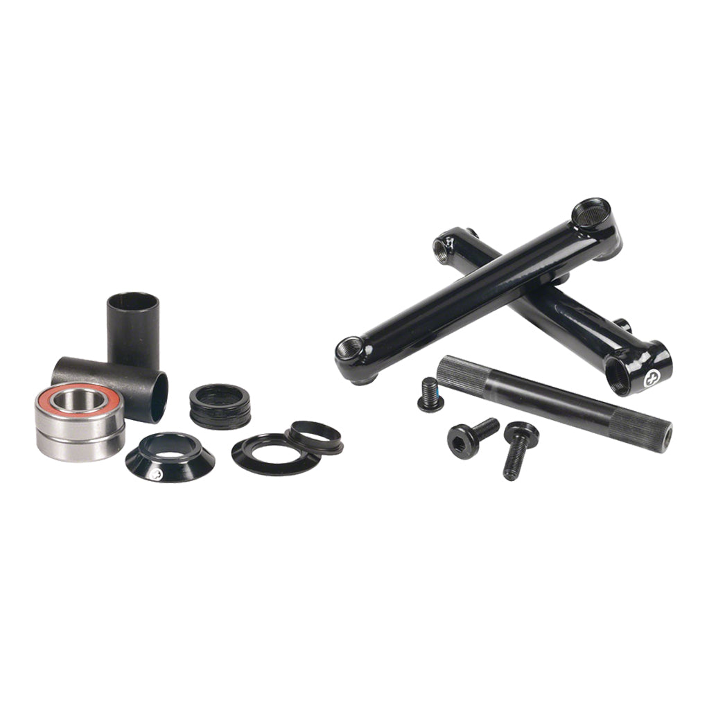 Salt Plus Pro48 BMX Cranksets – 48 Spline Chromoly Pedal Spindle 165mm-175mm, Curved Trapez Arms, Heavy-Duty Performance, Black Style