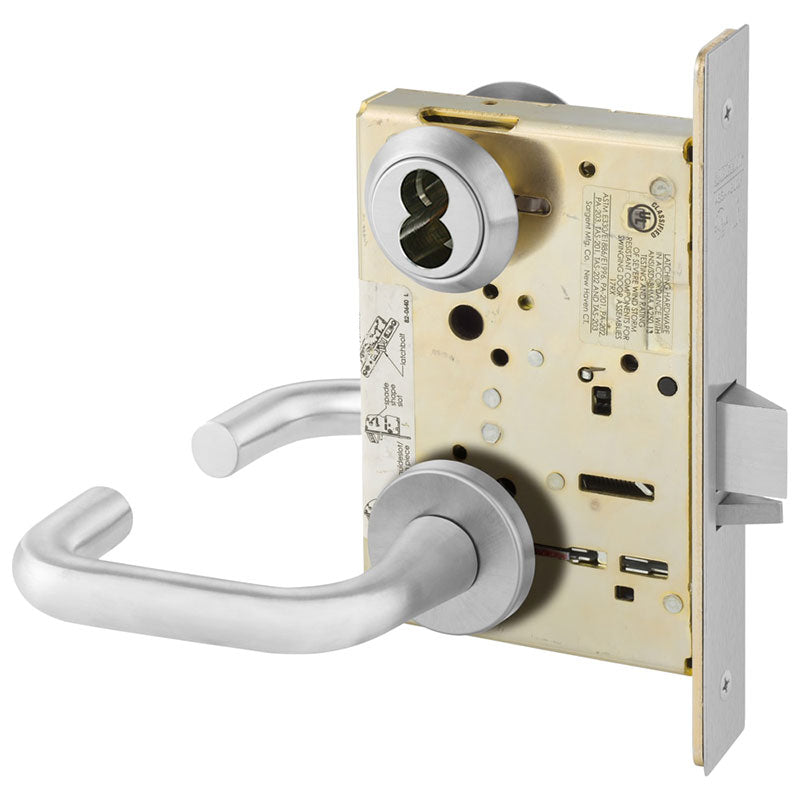 Sargent 60-8204-LNJ-US26D Storeroom or Closet Mortise Lock, LN Rose, J Lever, LFIC Prep Less Core, Field Reversible, Satin Chrome