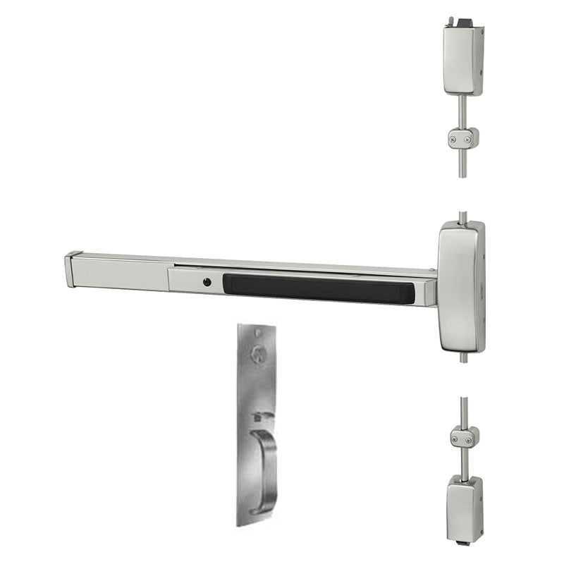 Sargent 8763-G-PTB-84 Surface Vertical Rod Exit Device, Key Locks/Unlocks Thumb Piece, 84" Ht, 43"-48" Dr Widths, PTB Trim