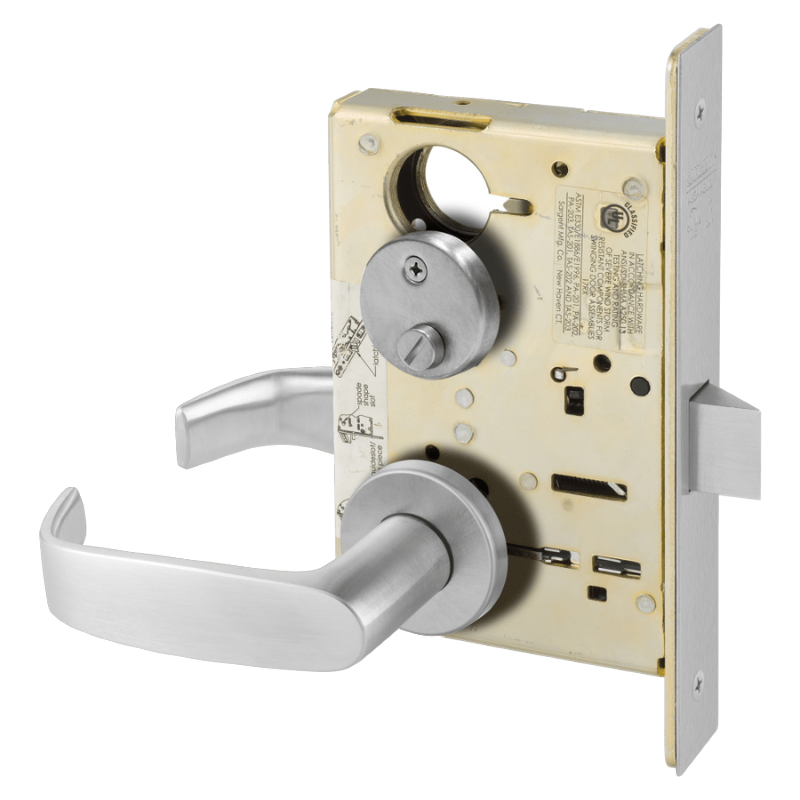 Sargent 8265-LNL Privacy Bedroom or Bath Mortise Lock, L - Lever, LN - Rose, Field Reversible, Grade 1