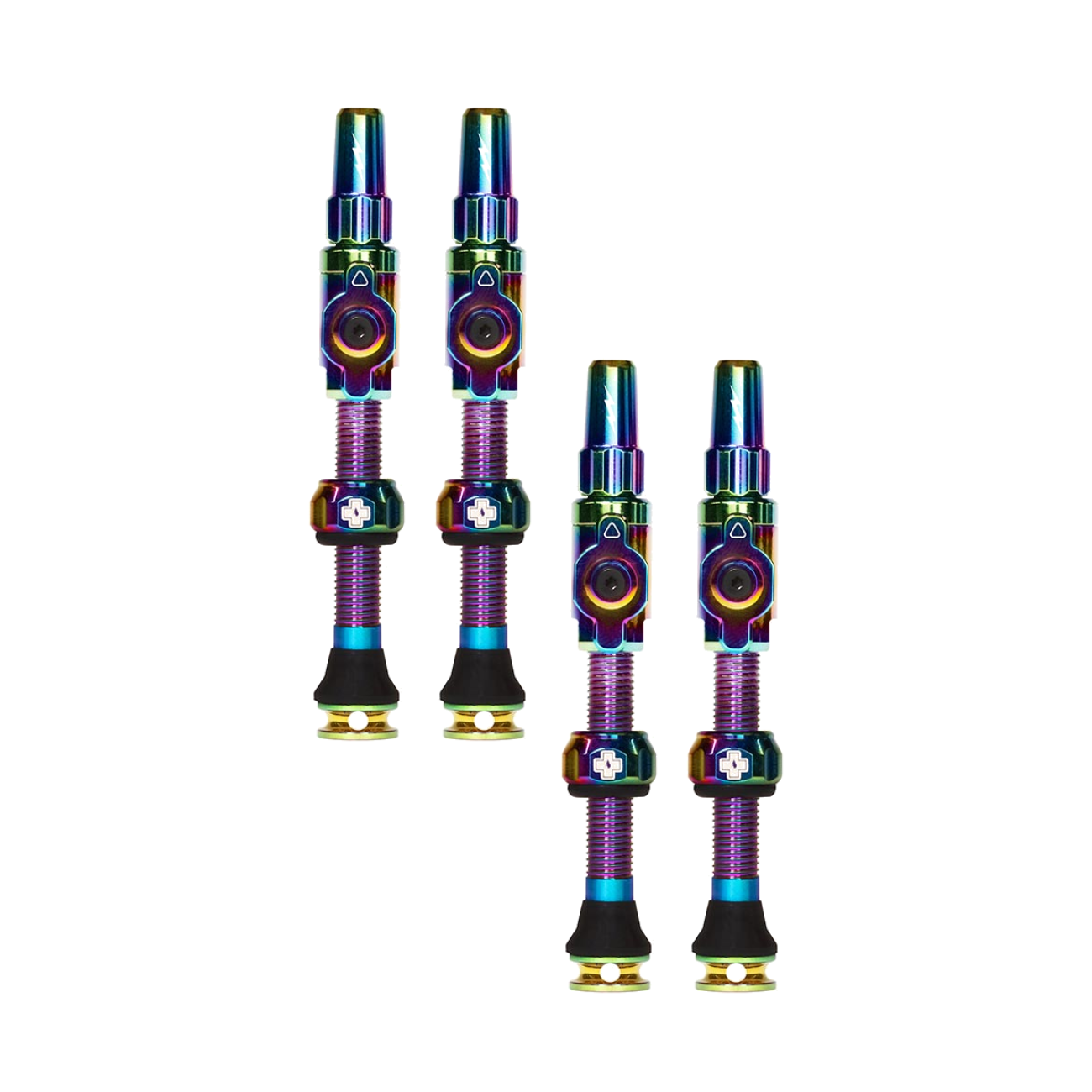Muc-Off Big Bore Lite Iridescent Presta Tubeless Valve Set - High-Flow, CNC Aluminum, 45mm Pair