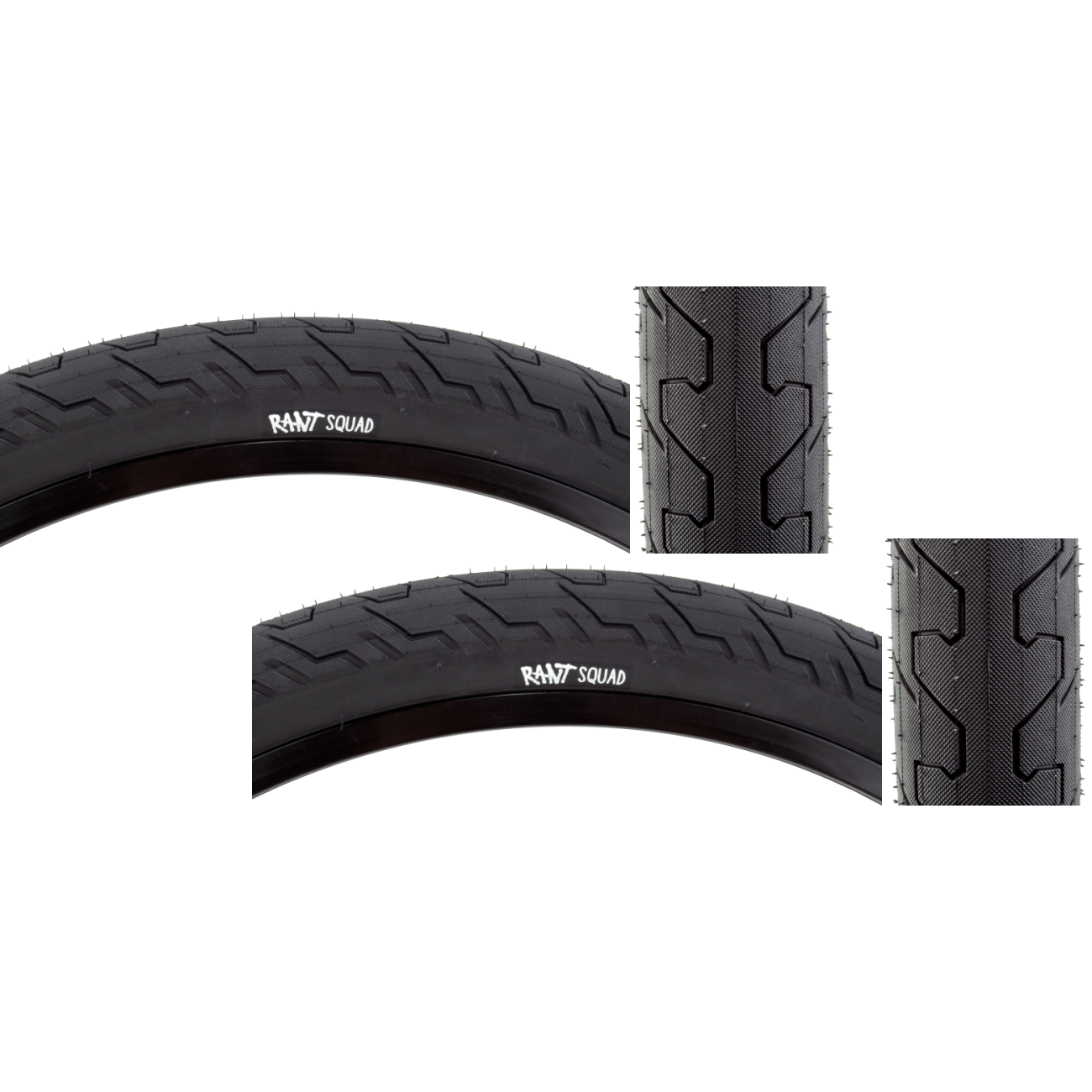 Pack of 2 Rant Squad 20 x 2.3 Wire TPI 60 Bk/Blk Tire Clincher Reflective No. ISO 406 403-18078