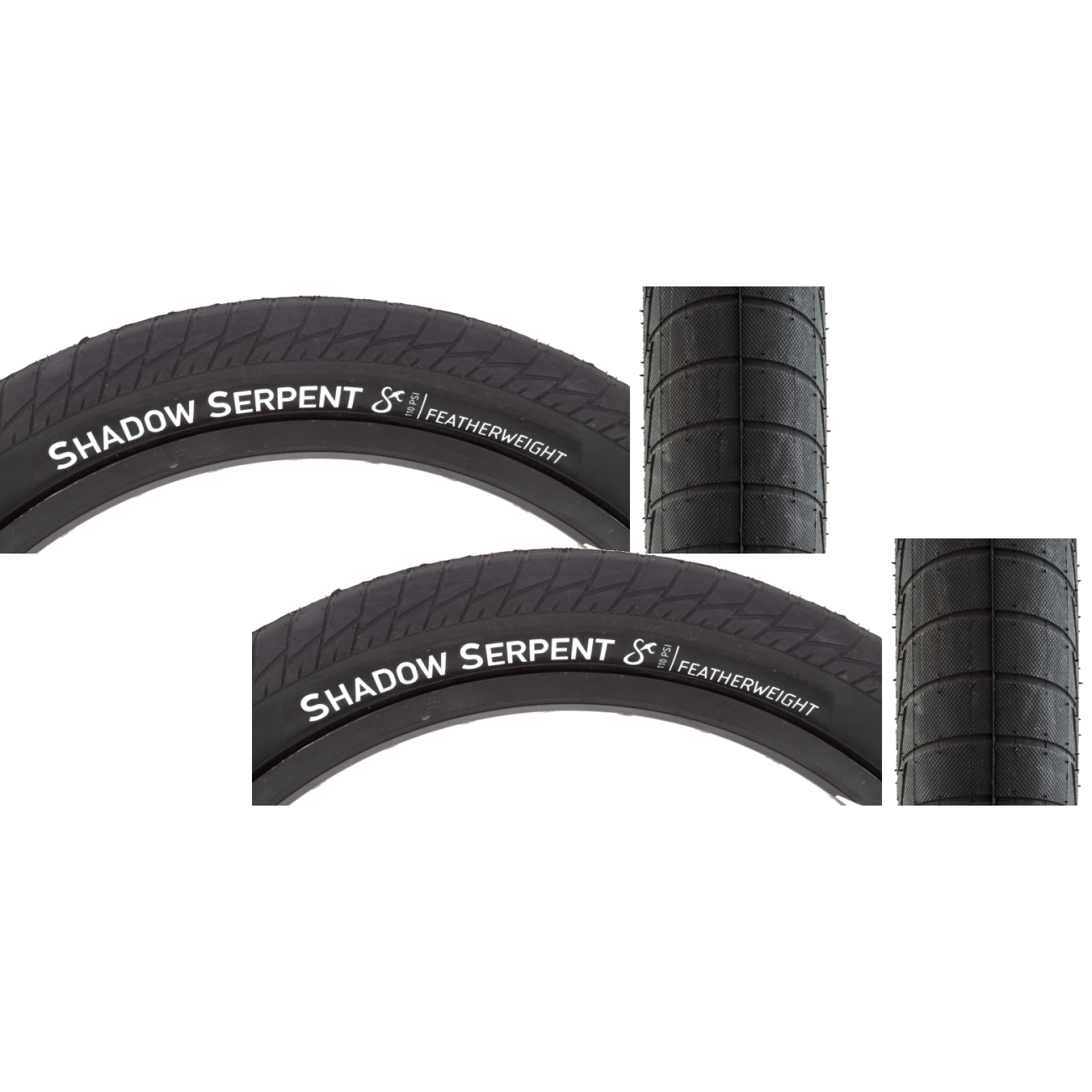 Pack of 2 The Shadow Conspiracy Serpent Tire 20 x 2.3 Black BMX Bike StreetDJ 103-07101 2.3