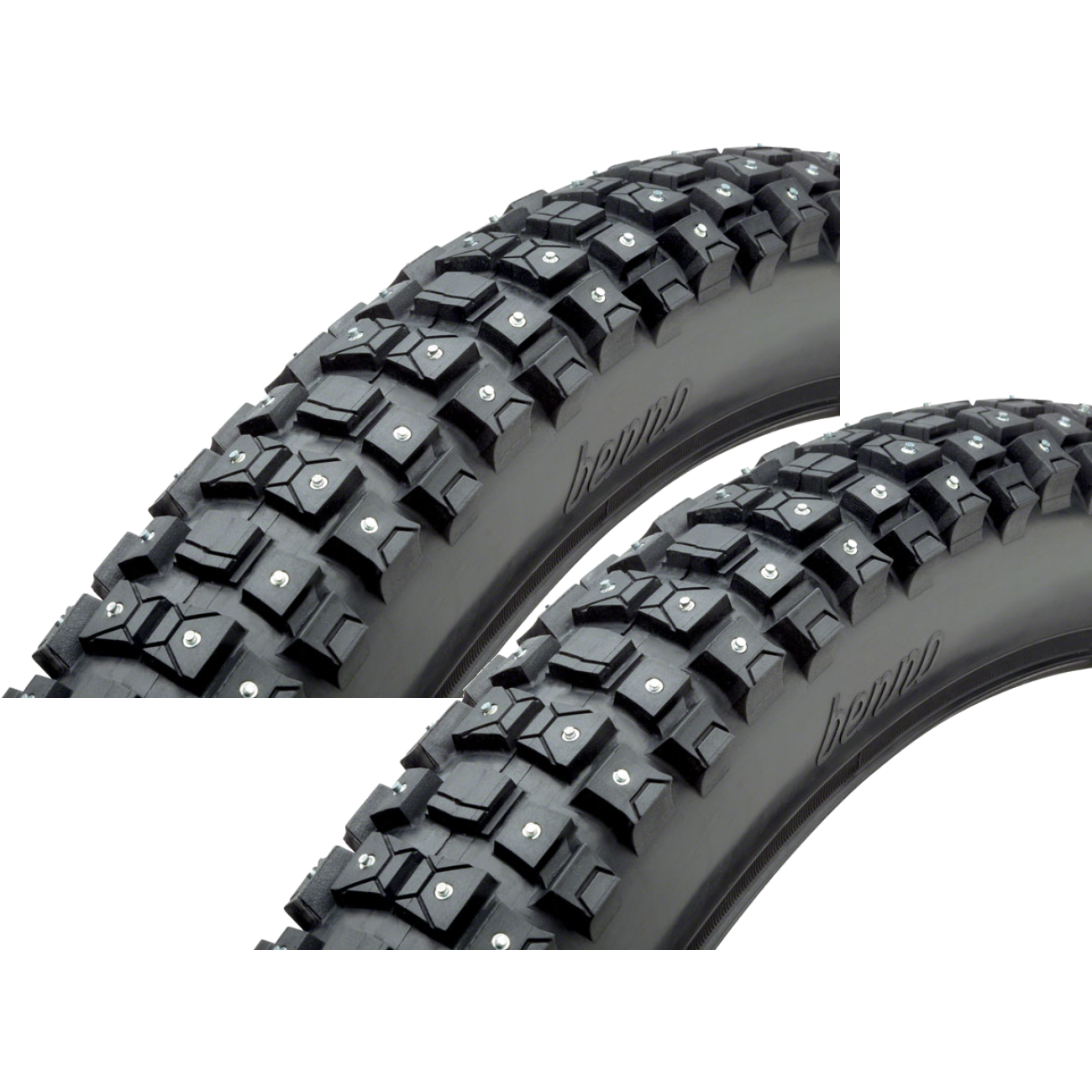Pack of 2 Benno Studded Snow Tire - 26 x 2.35", Clincher, Wire, 306 Studs, Black P9008