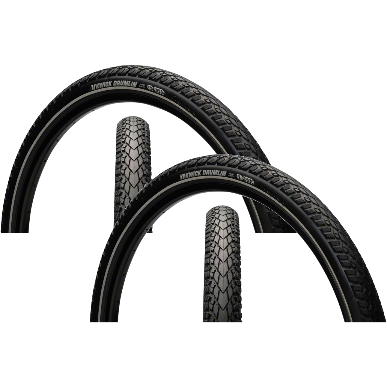 2 Pack Kenda Kwick Drumlin Tire 27.5 x 1.75 Clincher Wire Black/Reflective 90014887