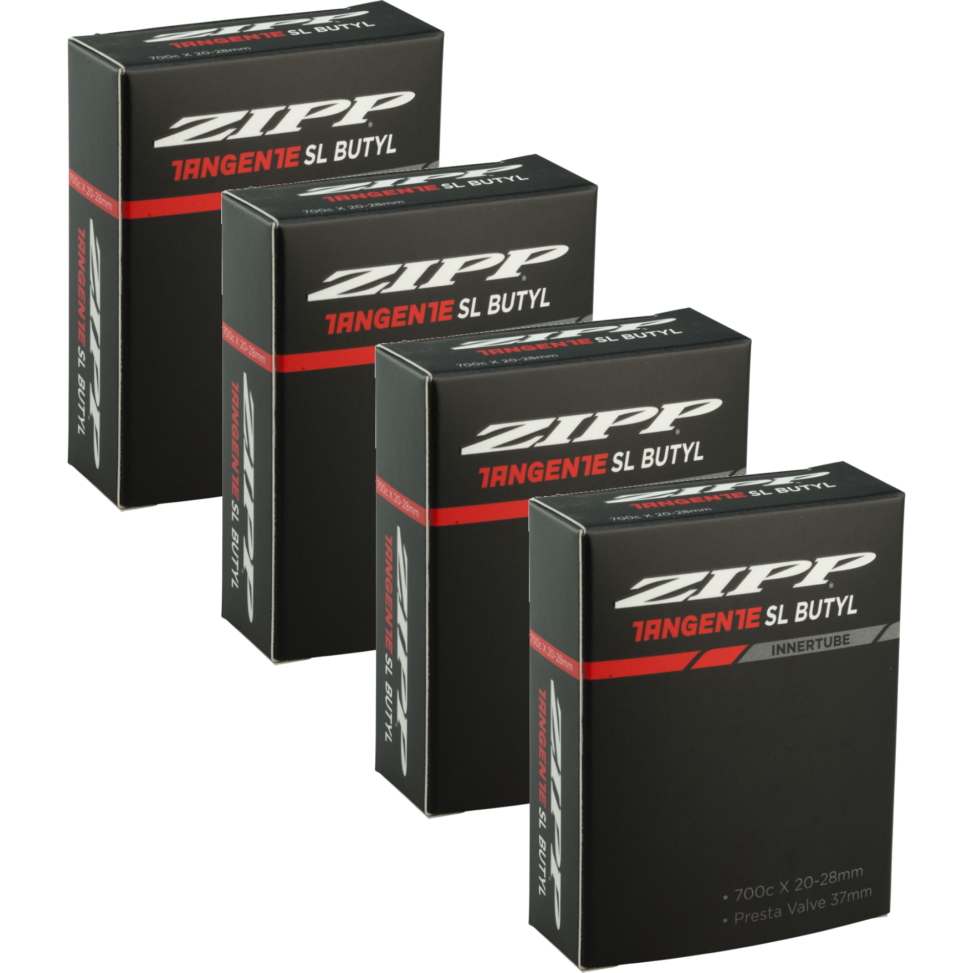 Zipp Tangente Butyl Tube 700x20-28mm with 37mm Aluminum Presta Valve - Durable, Lightweight Road Bike Tire Tube Bundle