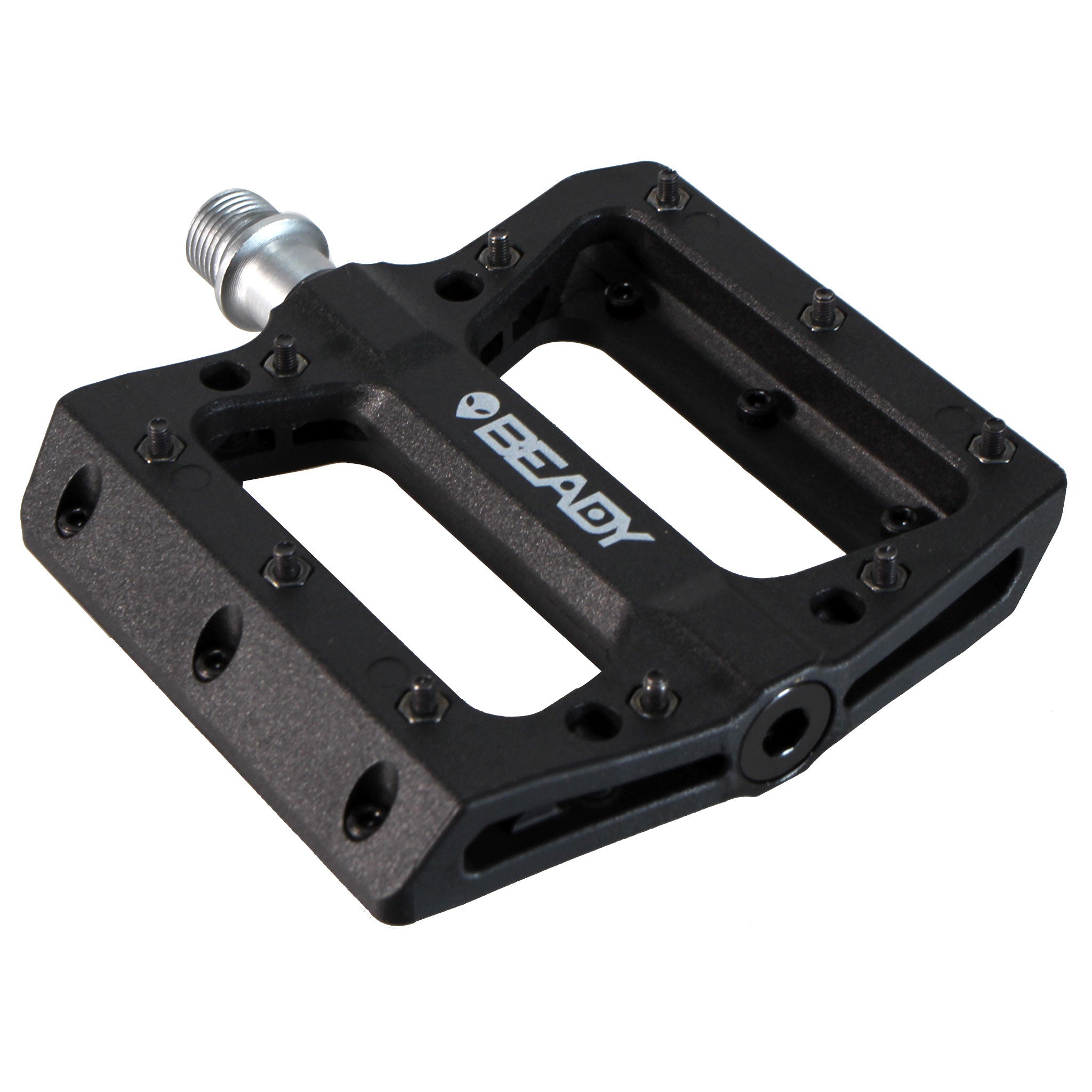 Beady Phaser Composite Platform Pedals — CNC Machined CrMo Axle, Replaceable Steel Pins, Sealed Bearing, Multiple Colors, 9/16" Size for Cyclists