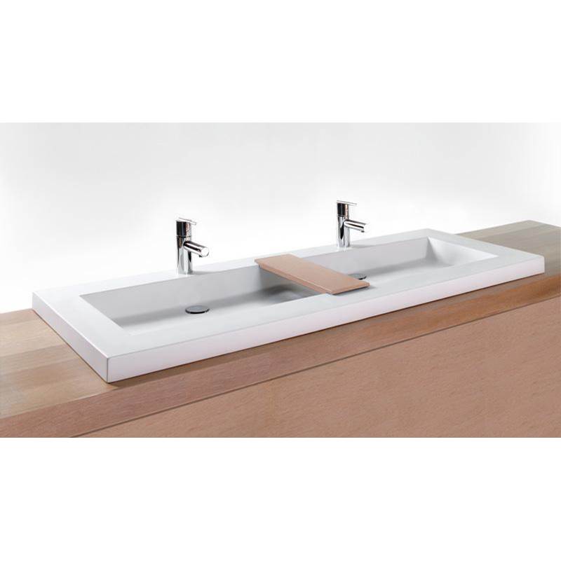 Wet Style VCS60T-O-8-NT-MA Lav - Cube - 60 X 22 X 2 - Trough - Nt O/F - 3 Holes 8 C/C Per Drain - White Matte