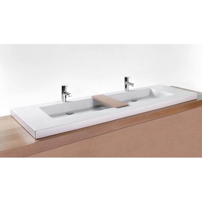 Wet Style VCS72T-O-8-PC-MA Lav - Cube - 72 X 22 X 2 - Trough - Pc O/F - 3 Holes 8 C/C Per Drain - White Matte