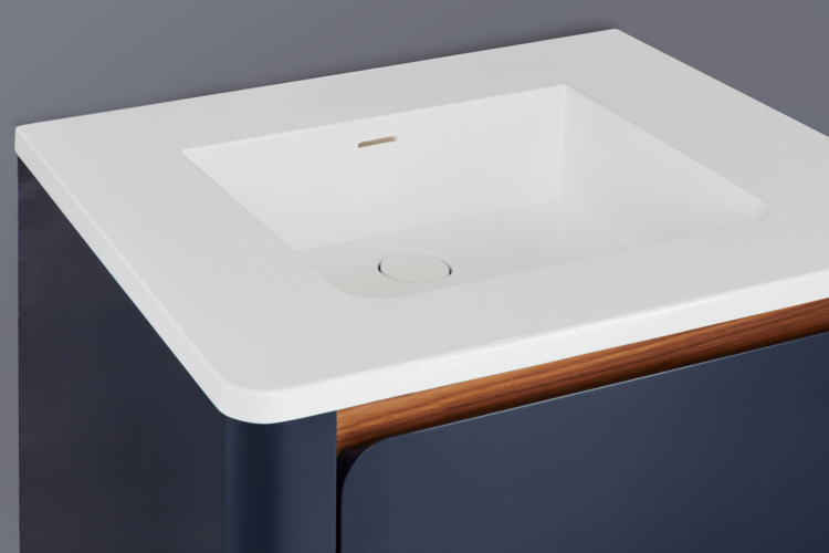 Wet Style VHBXS60-O-8-MB-MA Lav - Bauhaus - 60 X 22 X 7/16 - Mb O/F - 3 Holes 8 C/C Per Drain - White Matte