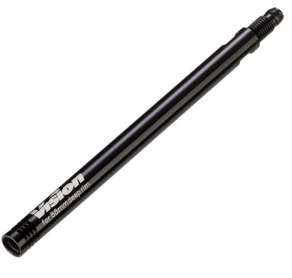 Vision 80mm Black Anodized Aluminum Threaded Presta Valve Extender – Easy Install, Laser-Etched Logo, Compatible with All External Threaded Valves
