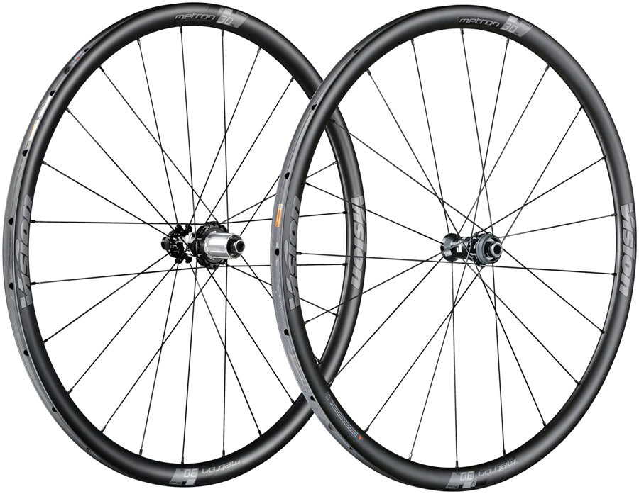 Vision Metron 30 Wheelset, Tubular 700c, 21/24H Spoke Count, Disc Brake, Center Lock Rotor Mount – Black