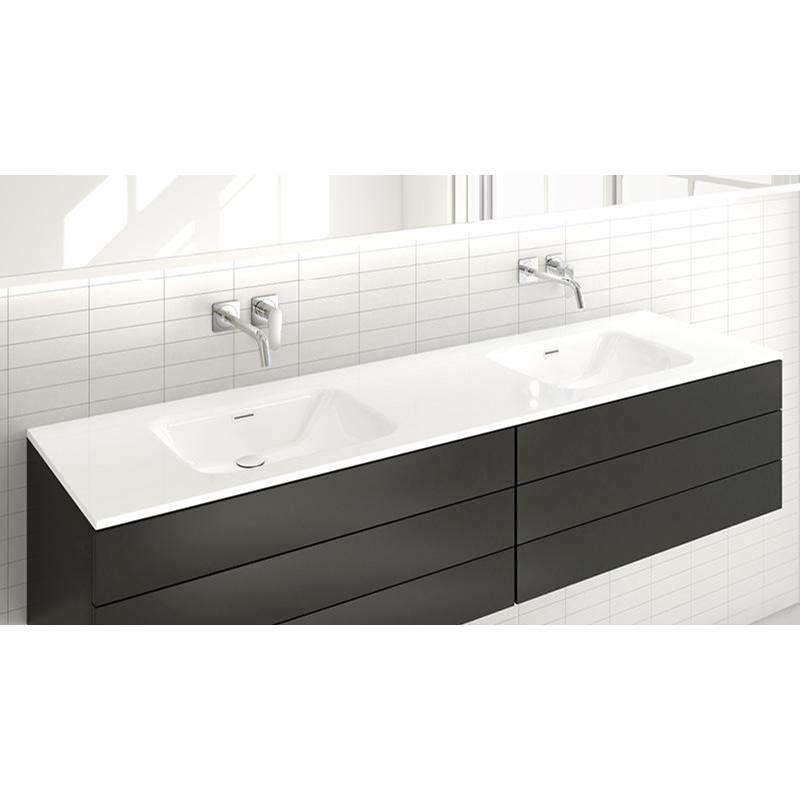 Wet Style VELXS72-O-8-PC-MA Lav - Element - 72 X 20 X 5/8 - Pc O/F - 3 Holes 8 C/C Per Drain - White Matte