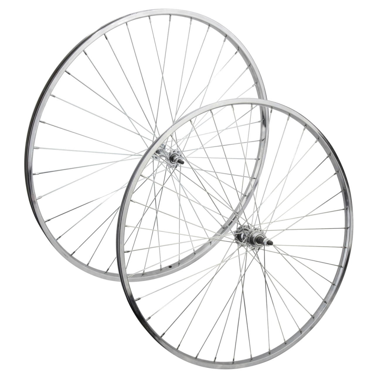 Premium 27-Inch Steel Bicycle Wheel Set - Front & Rear Clincher with 36H UCP Spokes, 14G, 5/16 & 3/8 Axles, Rim Brake Compatibility