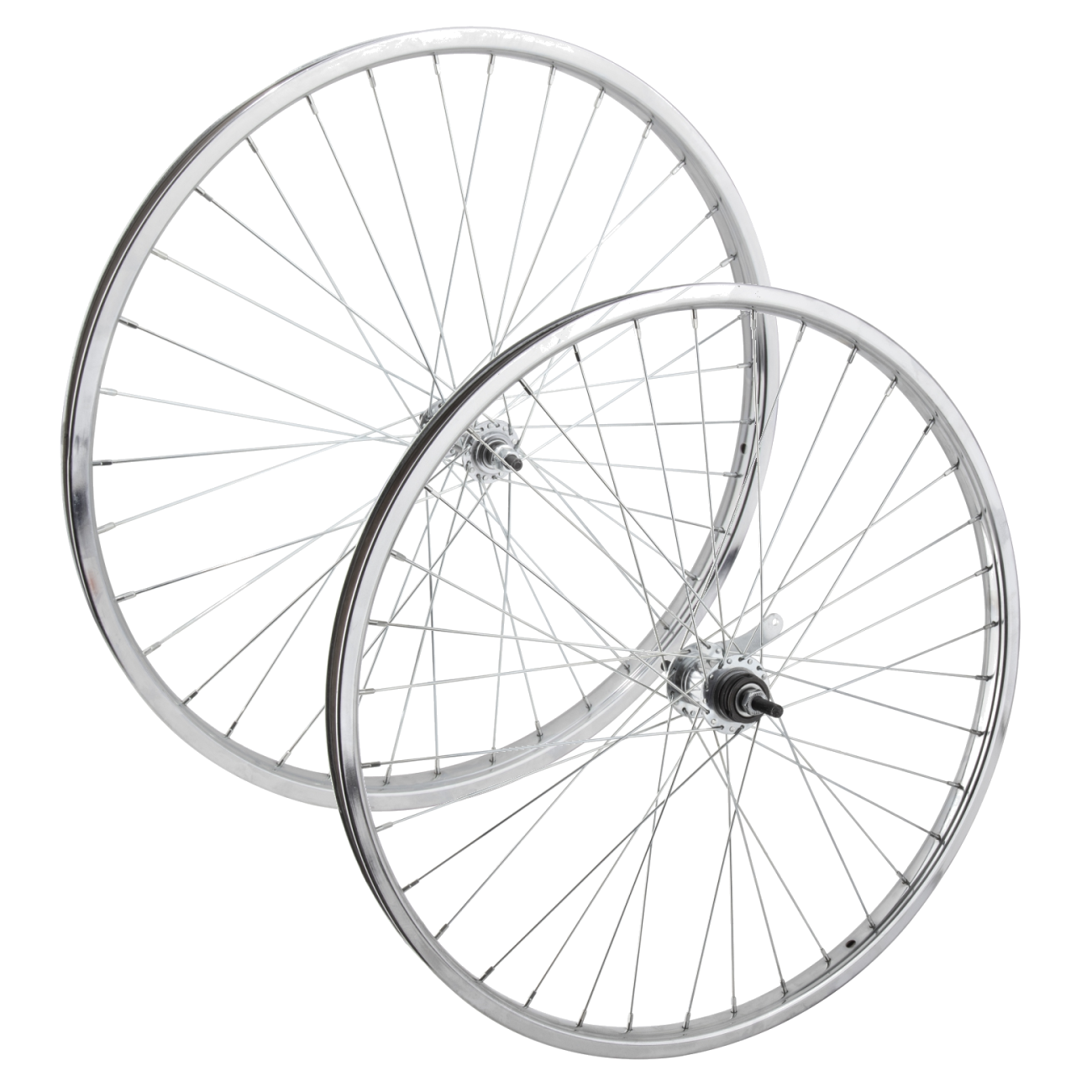 26in Steel Bicycle Wheel Bundle - 36H Rear Coaster Brake & 1.75 Front Rim Brake, B/O Axle