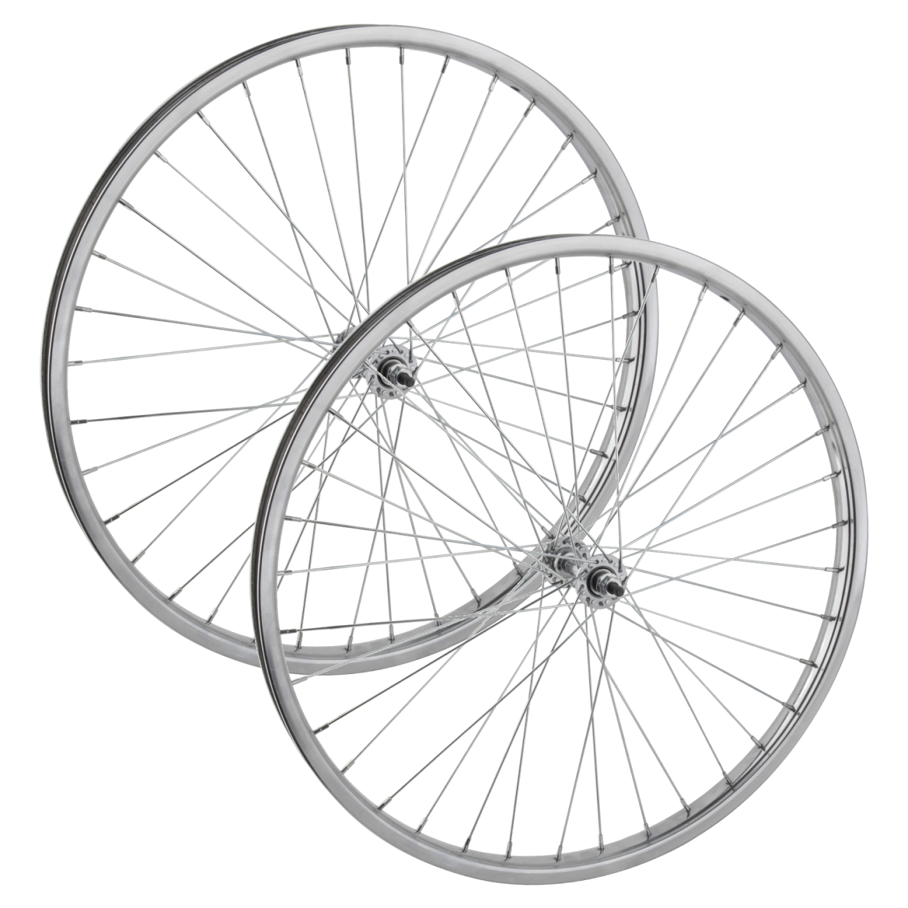 Premium Steel 24in Rear Bicycle Wheel Set with 36H UCP Spokes, 1.75 Rim, B/O 5/16Axle, Silver