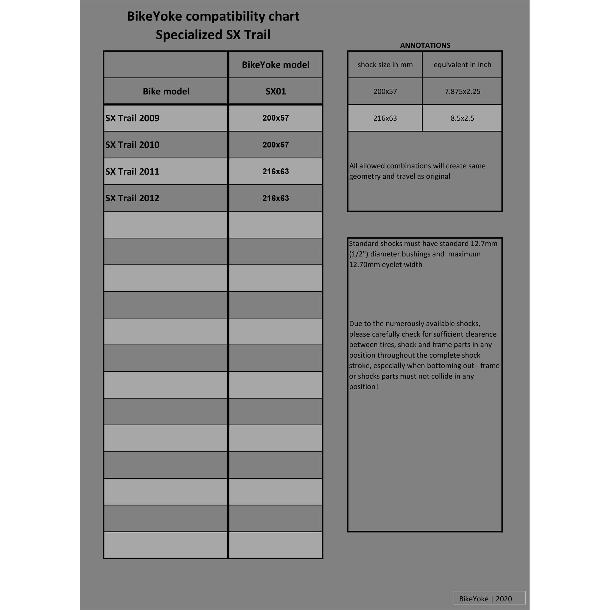 Bike Yoke Yoke SX01, SX Trail 2009-12
