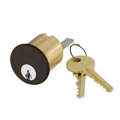 Accentra (Yale) 2109-6-C-722-KD Rim Cylinder, 6-Pin, Schlage "C" Keyway, Keyed Random, [2] Change Keys, 722 Black Oxidized Bronze, Oil Rubbed