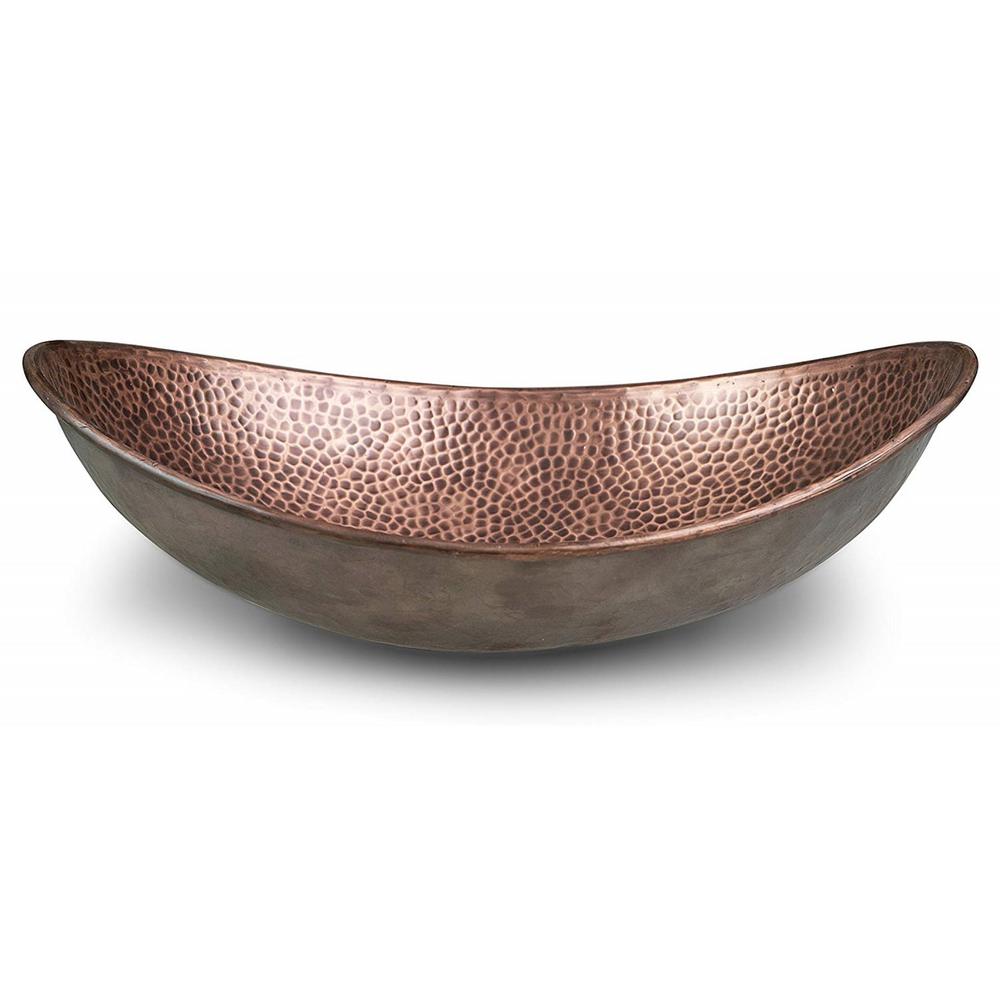 Monarch Abode 19 in. Hand Hammered Harbor Vessel Bathroom Sink in Pure Copper