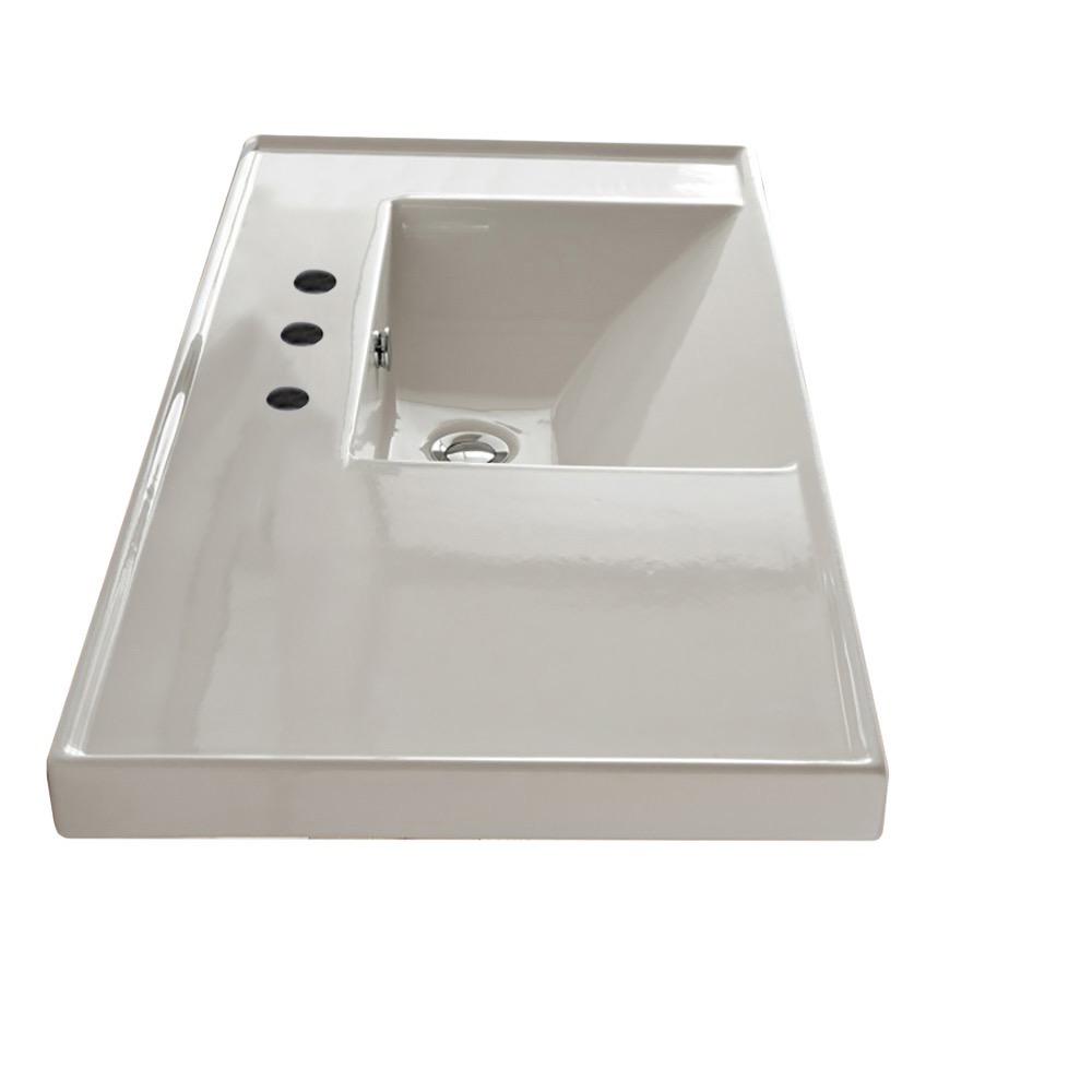 Nameeks ML Wall Mounted Vessel Bathroom Sink in White with 3 Faucet Holes