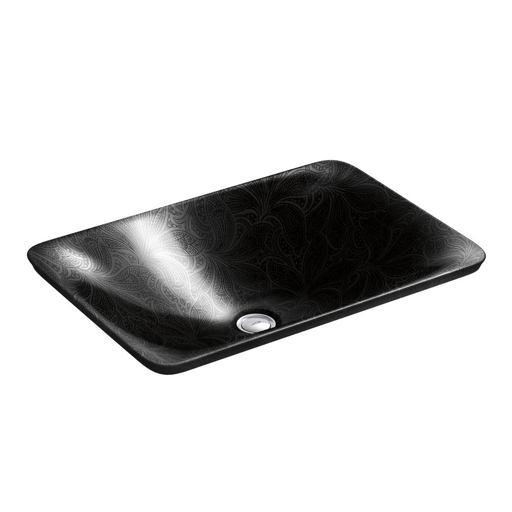 Sartorial Carillon Rectangle Vessel Sink in Paisley in Black