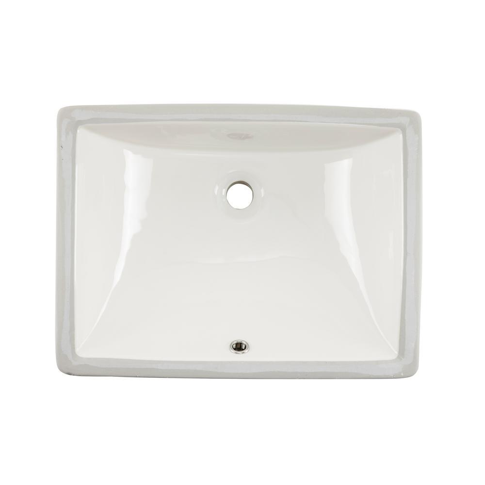 Wells 20 in. x 15 in. x 6 in. Rectangular Vitreous Ceramic Lavatory Single Bowl Undermount Bath Sink in White