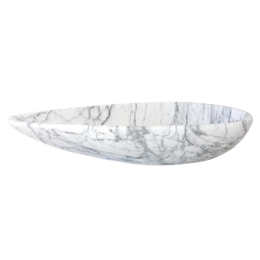 Eden Bath Pod Shaped Vessel Sink in Polished Carrara White Marble