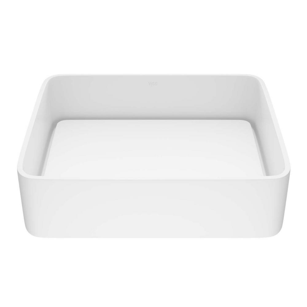 VIGO Jasmine Handmade Matte Stone Rectangle Vessel Bathroom Sink in Matte White