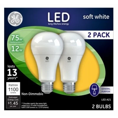 Led Light Bulbs, Soft White, 1100 Lumens, 12-watts, 2-pk.