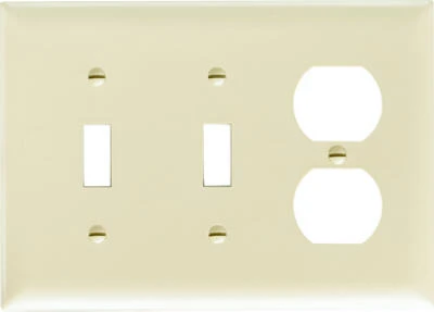 Pass And Seymour 3-gang Wall Plate With 2 Toggle And 1 Duplex Openings, Urea Material, Ivory Color