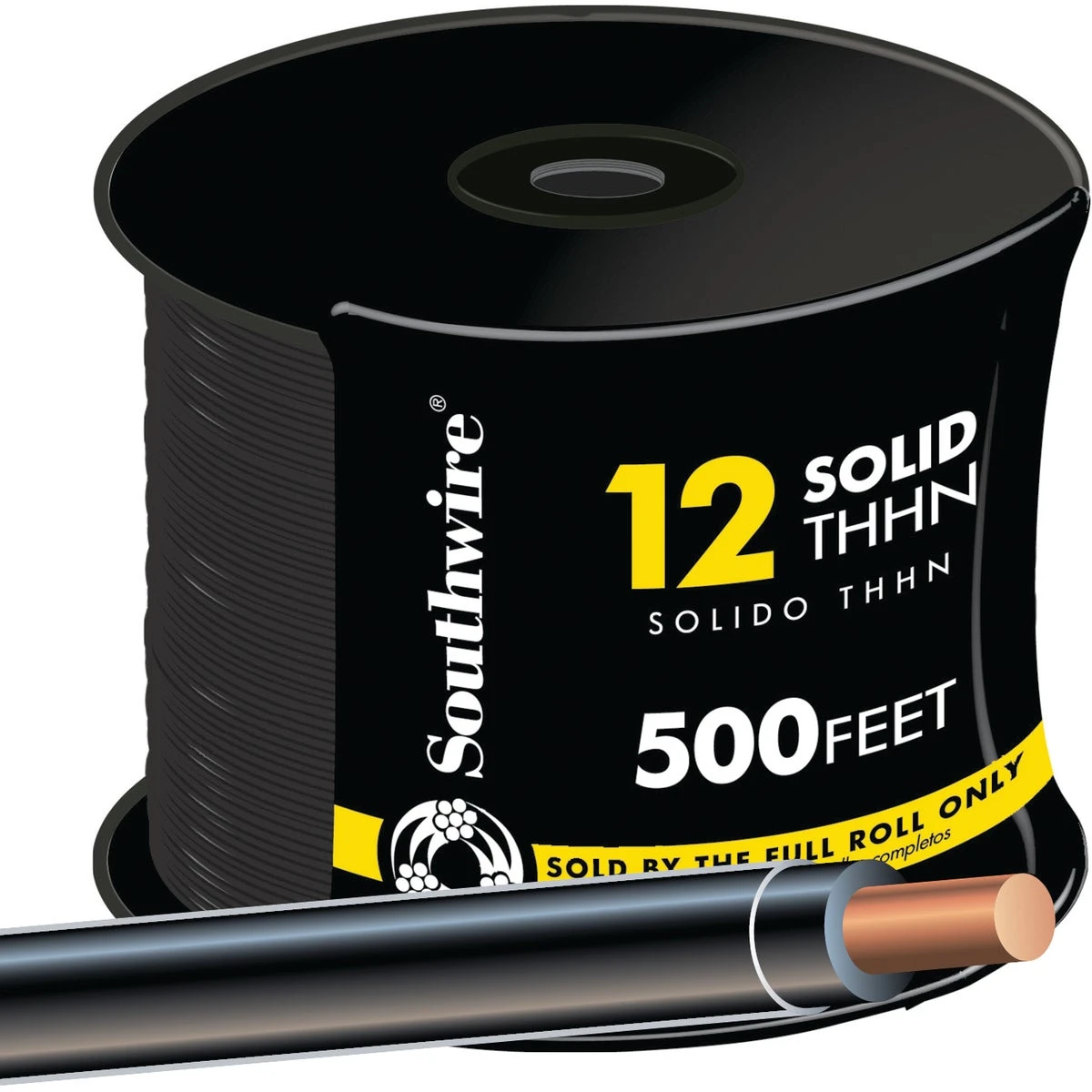 12 Awg Solid Black Thhn Electrical Wire - Ul Listed, Sold By The Foot