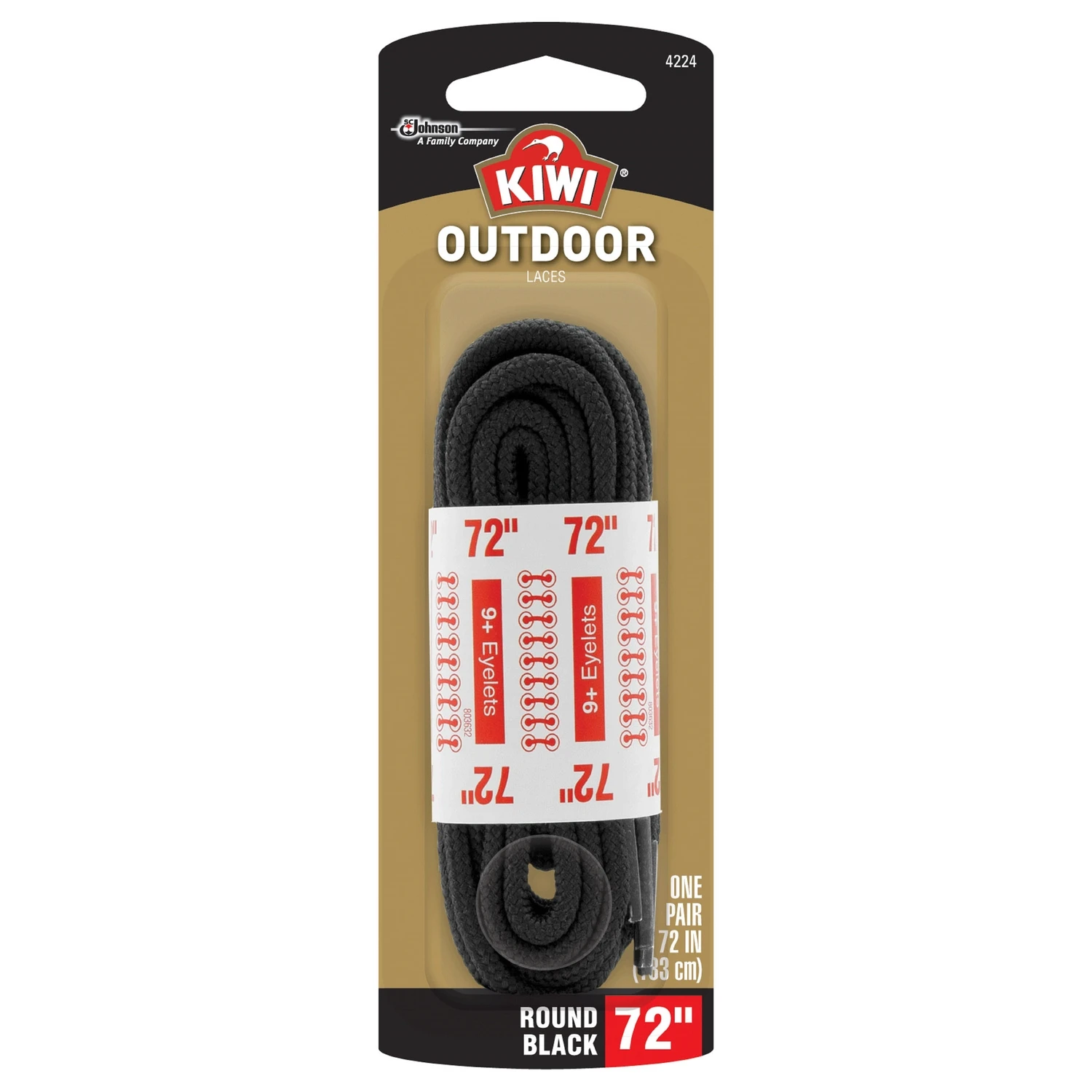 Outdoor Round Black Boot Laces 72 Inches Long Durable Pair