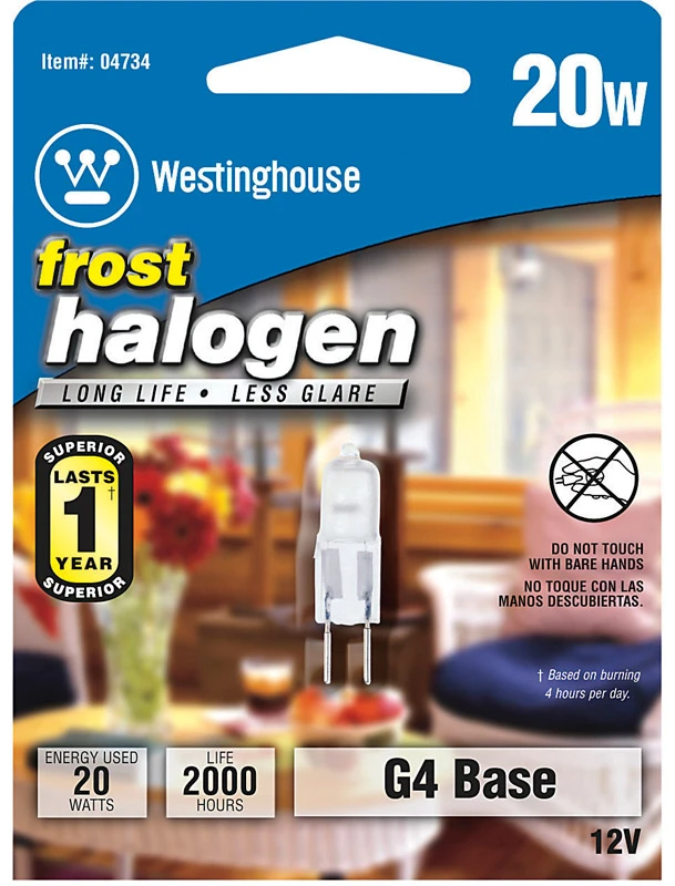 20-watt Frosted Halogen Light Bulb, G4 Base,